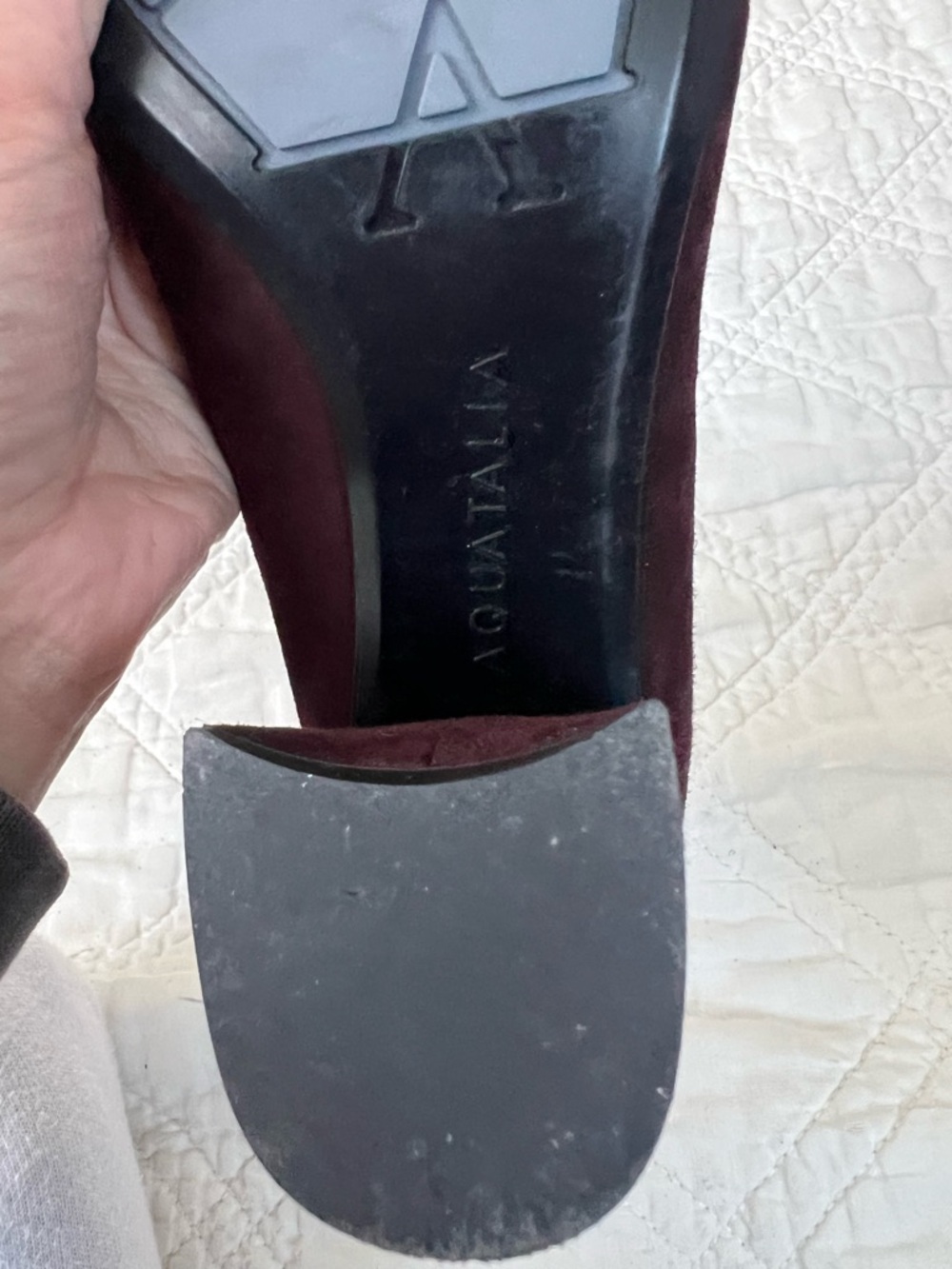 Aquatalia Burgundy Suede Block Heel Pumps - Picture 7 of 7